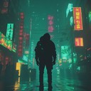 instrumental synthwave track capturing anxiety in neon lit city