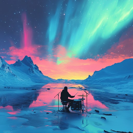 An instrumental piece combining spirited samba rhythms with ambient arctic sounds, reflecting a journey from tropical beaches to icy landscapes under shimmering auroras.