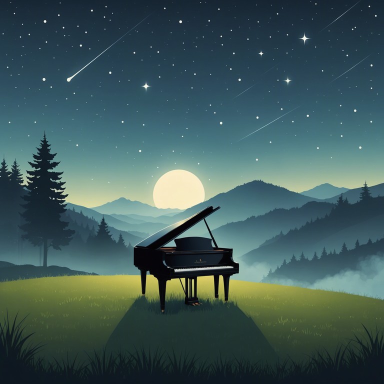 An auditory journey through peaceful yet somber fields where silence speaks volumes and the piano narrates tales of serene introspection under a canvas of stars.