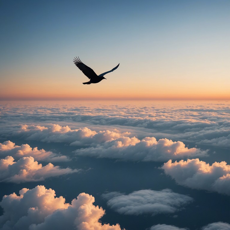 Similar to 'rise above the silence', this alternative version, 'flight towards destiny', emphasizes an anthem like progression. The piano evolves from soft, encouraging tunes to a full, robust orchestration, guiding the listener on a journey of perseverance and ultimate victory, inspiring a spirit of resilience and hopefulness.