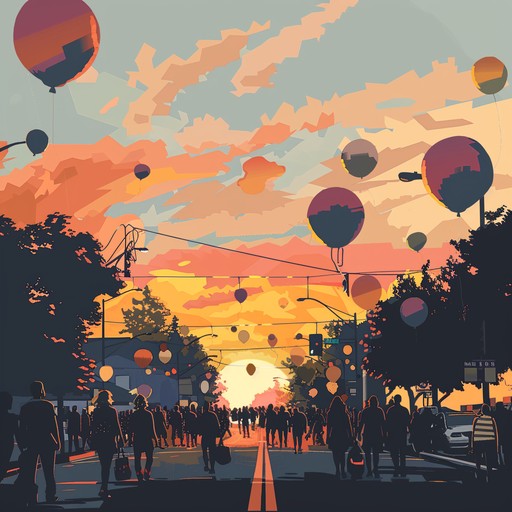 This track should capture the vivacious spirit of a sunny parade morning, filled with enthusiasm and bright colors. The music should reflect waking up to the excitement of a day filled with joy and community feeling, like stepping out into a street where everyone is dancing and celebrating together