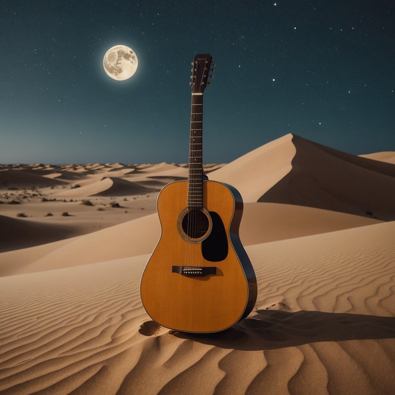 A sonic journey where every strum on the acoustic guitar feels like a soft caress, enhancing the desert's nocturnal beauty. Imagine staring into the limitless horizon with notes echoing deep emotions and a sense of profound connection with nature.