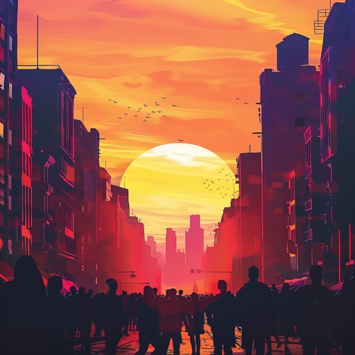 Feel the vibrant pulse of sunset with this groovy funk track. Blending upbeat rhythms, vintage synthesizers, and a consistent groove, this instrumental piece is perfect for setting a lively, yet relaxed mood. The music captivates with its infectious beats and rich textures, creating an atmosphere of energetic bliss.