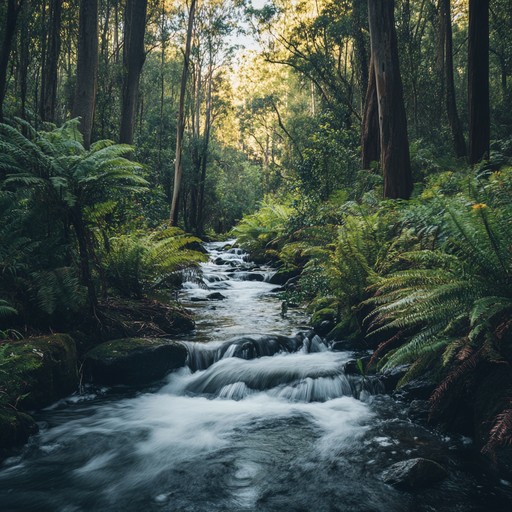 Imagine a deep forest's calm, with soft tones echoing around, simulating the stillness and profound peace of a secluded natural space.