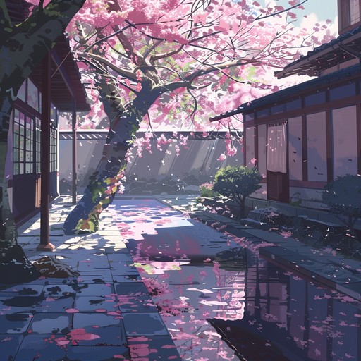 An instrumental piece that captures the serene beauty of cherry blossoms in full bloom. The gentle strumming of the acoustic guitar complements the soft, whimsical melody, creating an ambiance reminiscent of idyllic anime springtime settings.