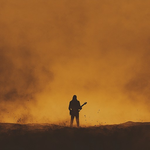 An intense instrumental metal piece combining frenetic guitar riffs and pounding drums with ethereal middle eastern melodies, creating a chaotic yet mesmerizing sonic journey across desert sands.