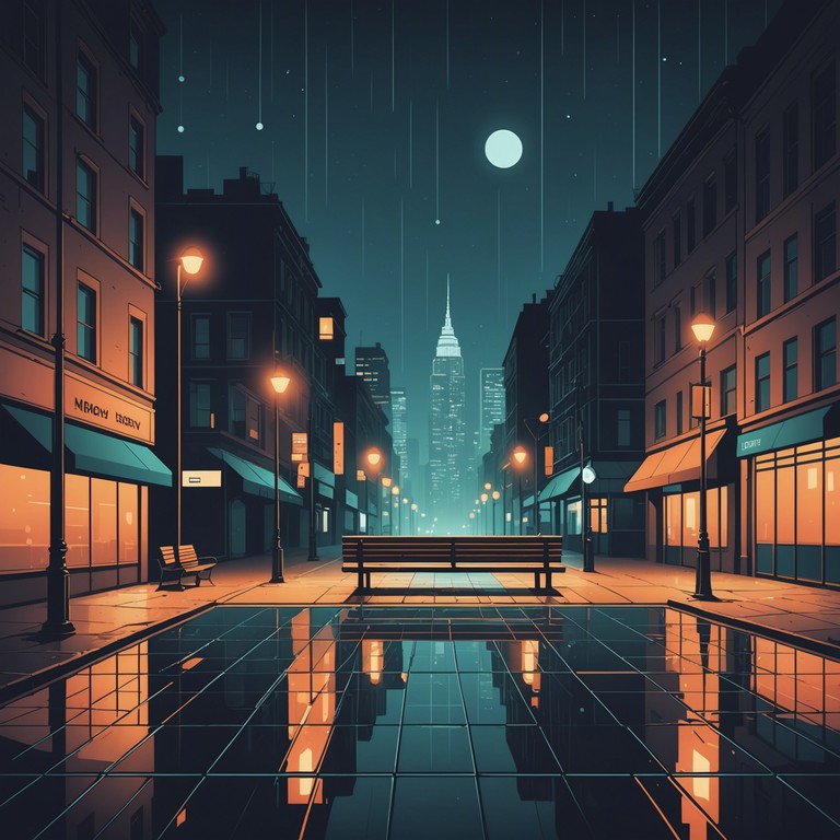 This composition weaves delicate rhythms with smooth bass lines under ethereal synth chords, crafted to encapsulate the essence of a quiet, urban midnight stroll. The track encapsulates the tranquility of night with occasional, subtle disruptions echoing the rare sounds of nocturnal life.