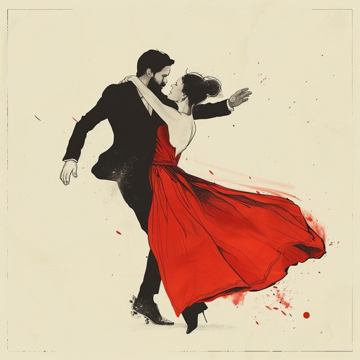 A lively, upbeat instrumental jazz piece that evokes images of dapper gentlemen in suits and fedoras, swinging and twirling their partners around the dance floor with style and flair. The music is reminiscent of the big band era, with a prominent horn section, walking bass lines, and syncopated rhythms that make you want to tap your feet and dance along.