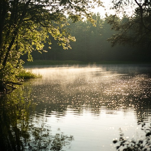 In an almost meditative style, this alternative version focuses more on the interaction of light and shadows, enhancing the feeling of witnessing the first gentle light of dawn while surrounded by nature.