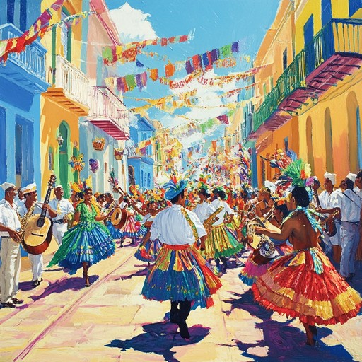 A lively instrumental track that evokes the excitement and joy of a street carnival, blending vibrant percussion, energetic rhythms, and festive melodies to create an atmosphere of celebration