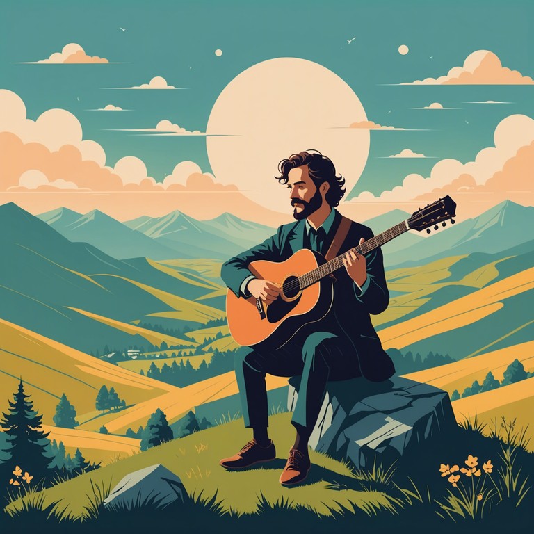 Imagine a modern recreation of a medieval bard, equipped with nothing but his guitar and tales of valor. The music pulses with liveliness and modern folk influences, bringing the age old art of storytelling to a new generation of listeners.