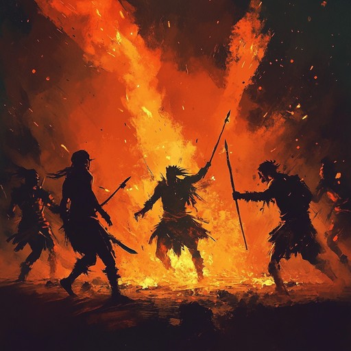 An aggressive, fast paced traditional piece that mimics ancient war dances and battle chants, filled with intense drumming and energetic rhythms to evoke an atmosphere of historical combat and fervor of tribal gatherings