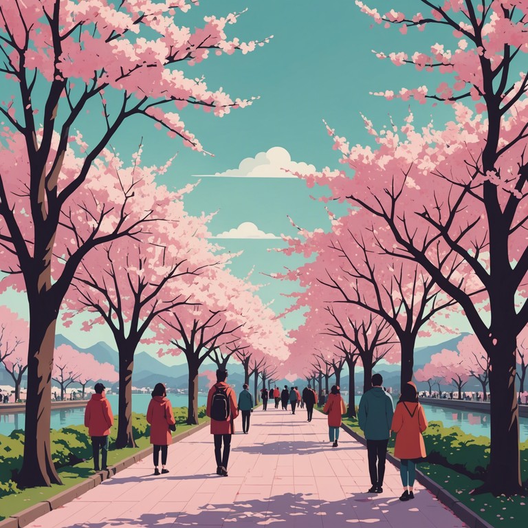 This alternative view takes you to the heart of a cherry blossom festival in full swing. The music simulates the feeling of blossoms gently falling around you, blending perfectly with the joy and tranquility of the season. Using a koto's soft plucks, the song weaves a narrative of renewal, beauty, and peaceful contemplations amid nature's fleeting artworks.