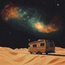 eclectic blend of desert melodies and cosmic sounds, instrumental.