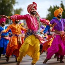 energetic bhangra rhythms, lively celebratory dance