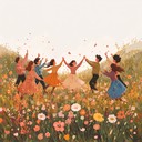 an uplifting symphony portraying happiness, sunshine, and joyful dance.