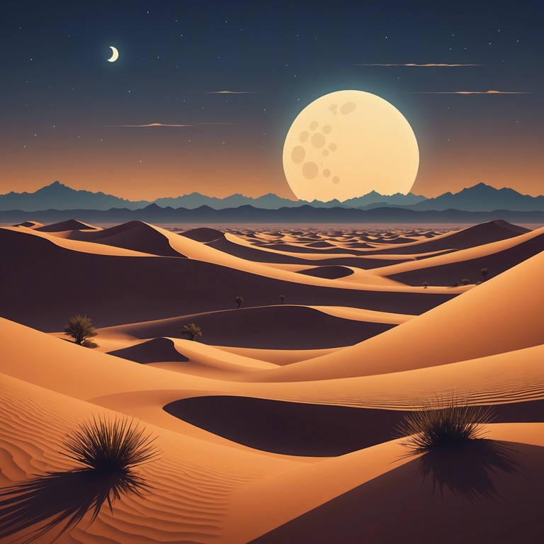 A composition that engages the deep tranquility of the middle eastern desert terrain during the nighttime, blending traditional sounds with ambient aesthetics for a reflective listening experience.