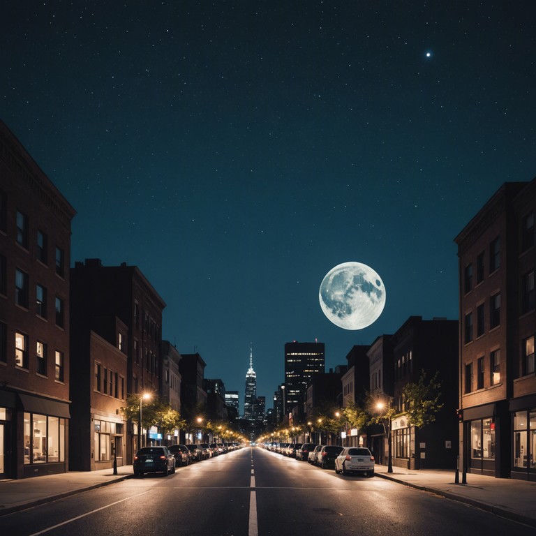 Imagine a soft, rhythmic track where delicate piano chords float over a backdrop of gentle drums and bass, invoking a late night atmosphere that's both relaxing and subtly invigorating. The perfect blend of nostalgia and freshness creates a timeless feeling, like strolling through a peaceful city at midnight, feeling the cool breeze and seeing the stars peek through skyscrapers.