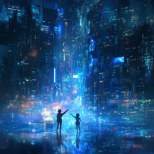 An instrumental piece that fuses gentle synth pads with futuristic cyberpunk elements, evoking feelings of warmth and connection within a neon lit metropolis.