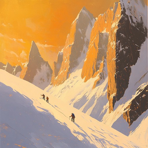 This piece captures the thrill of a treacherous mountain climb. Backed by dynamic drum beats, it conjures the feeling of ascending lofty peaks, evoking the rush of wind and the sense of victorious triumph over nature's challenging terrains.