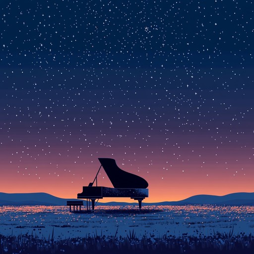 A serene piano piece that channels the quiet and awe inspiring moments of nightfall under vast starry skies. The composition builds gently, resembling the gradual appearance of stars in the twilight. This piece aims to provide a peaceful, contemplative listening experience, perfect for winding down the day or inspiring gentle reflection