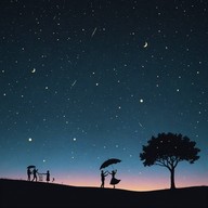 swinging under mysterious starlit sky