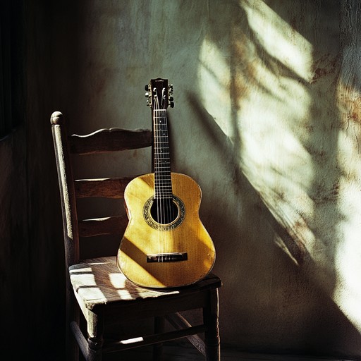 A solitary guitar strums melancholic melodies, invoking a sense of nostalgia and wistfulness. The slow, deliberate pacing allows each note to linger, echoing the deep emotions of a heart seeking solace. The gentle reverb enhances the feeling of a vast, emotional landscape, bridging the past with the present.