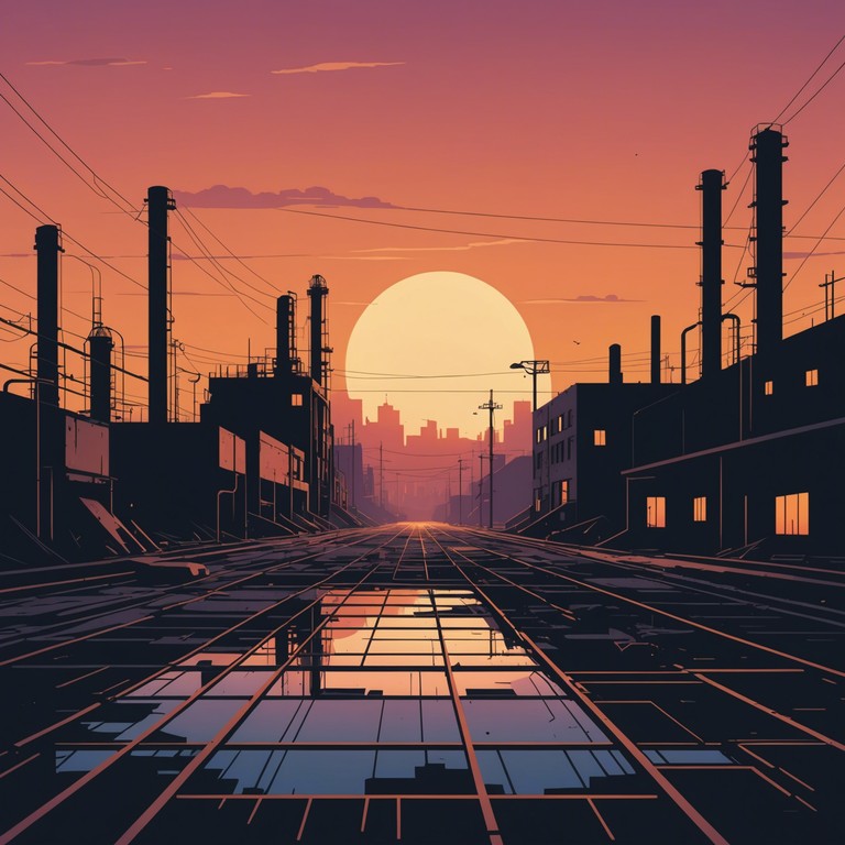 Delve deeper into the eerie and desolate world of urban decay. 'echoes of steel harmony' utilizes electric guitar riffs that intertwine with the background of industrial soundscapes to create a narrative of isolation amid urban sprawl.