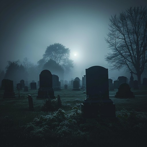 An unnerving heavy metal composition blending chilling riffs and disturbing ambient sounds to transport listeners to a dilapidated cemetery at midnight, enveloped in spectral echoes and uneasy dread.