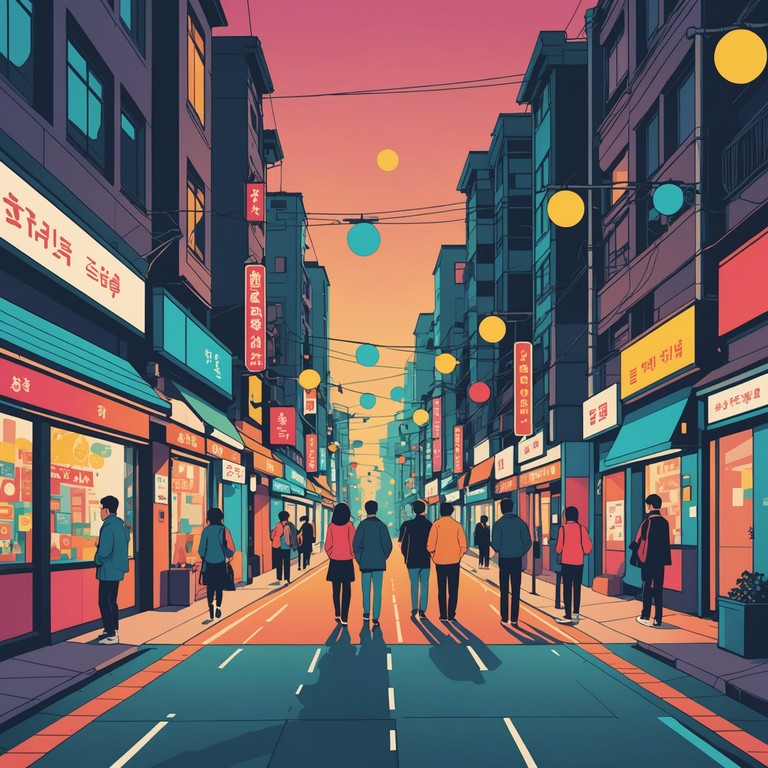 Embark on a musical journey through the glowing cityscape of seoul with this track, featuring an exuberant mix of traditional korean sounds and contemporary electronic elements that capture the soul and excitement of k pop dance music.