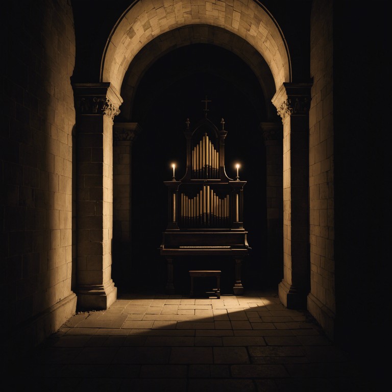 Venture into the heart of ancient catacombs where each note played on the church organ intensifies the sense of a dark, historical backdrop filled with the echoing memories of the past, escalating into a powerful auditory experience.