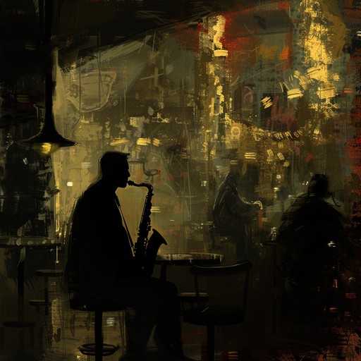 Dive into edgy jazz set in the heart of a midnight cityscape. This piece combines haunting saxophone solos with an urban rhythm, painting a picture of nocturnal adventures and shadowed alleyways. Let the intense, mysterious melodies lead you through the hidden stories of the night.