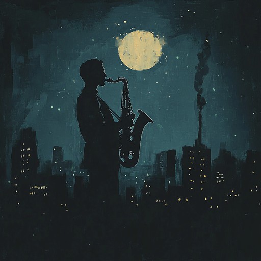 Smooth jazz with dark elements to embody nighttime contemplation with saxophone lead and electronic background. Elegant, smoky and introspective with steady chilled rhythm to provoke mystery and thought.