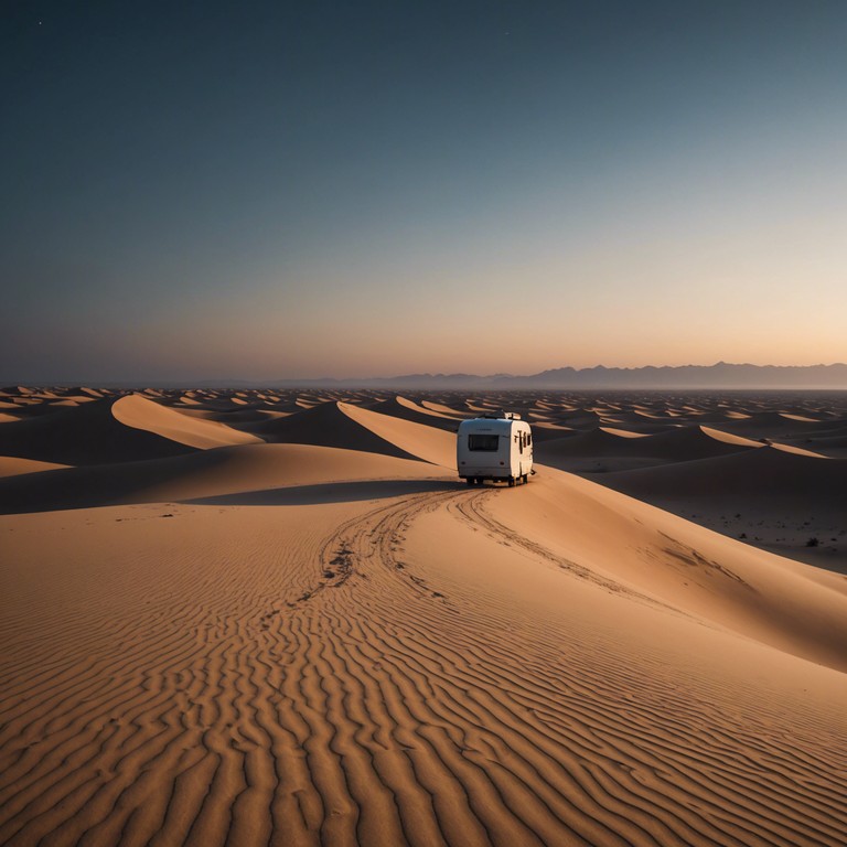 Imagine trekking through an endless desert, where every dune whispers ancient secrets through the wind. This music captures that essence, blending traditional sitar tunes with deep, groovy trip hop beats to evoke feelings of wonder and exploration.