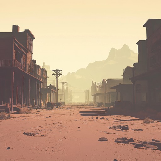 A suspenseful instrumental piece capturing the tense atmosphere of an abandoned western town. It builds drama through a combination of twangy guitar, subtle percussion, and haunting harmonica soundscapes. Ideal for scenes filled with anticipation and hidden dangers A suspenseful instrumental piece capturing the tense atmosphere of an abandoned western town. It builds drama through a combination of twangy guitar, subtle percussion, and haunting harmonica soundscapes. Ideal for scenes filled with anticipation and hidden dangers