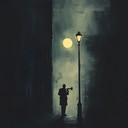 haunting swing melodies resonate in deserted, shadowy urban landscapes.