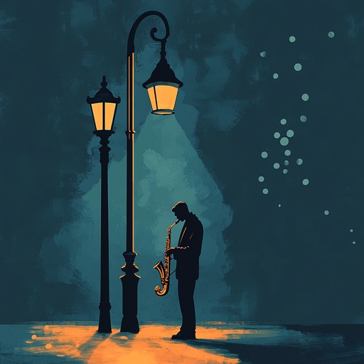 Step into the mood of midnight reflections with a mellow jazz number featuring delicate piano chords and a soulful saxophone. This tender composition evokes a bittersweet sense of nostalgia, juxtaposing serene moments with passionate improvisations, portraying the quiet depth of late night emotions.