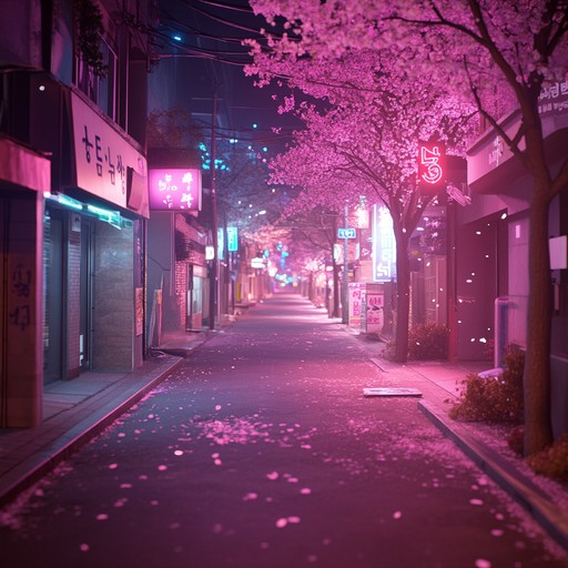 A romantic piece blending piano melodies with k pop elements, evoking strolls under neon lights.