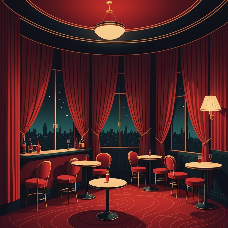In a dimly lit cabaret, a solo piano delicately plays a melancholic yet beguiling tune, evoking a sense of soothing nostalgia and understated elegance. The soft murmuring of a distant conversation blends subtly with the music, creating a laid back, immersive environment.