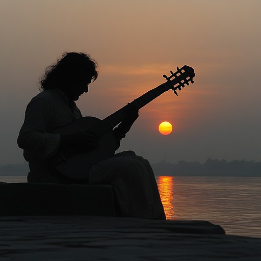 A haunting instrumental piece that captures the essence of solitude and longing, featuring the soulful strains of the sitar weaving through a quiet evening landscape.