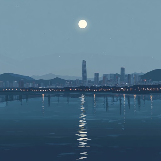 An instrumental kpop piece with soothing melodies inspired by the calm night in seoul, featuring gentle rhythms and relaxing harmonies to evoke tranquility.