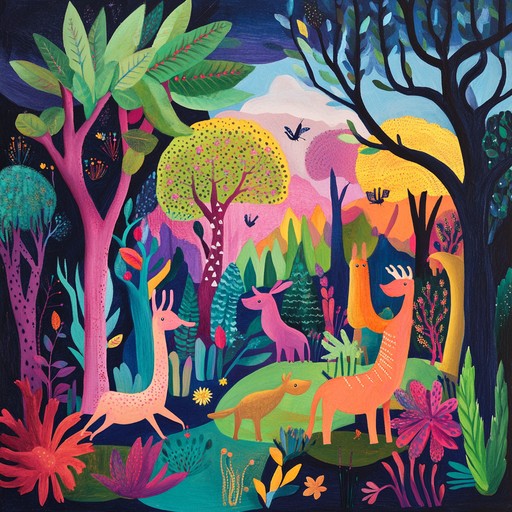 A spirited instrumental capturing vibrant, fantastical melodies where woodland creatures seem to dance in perfect harmony. With a whimsical yet dynamic rhythm, it brings an aura of magic and enchantment to life, making listeners feel as if they've stepped into a mythical forest brimming with joy and wonder.