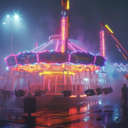 Journey through an eerie, high tech carnival set in an urban jungle at midnight. Dark, haunting electronics drive a hypnotic rhythm, filled with suspense and wonder. It captures the unease of futuristic eeriness.