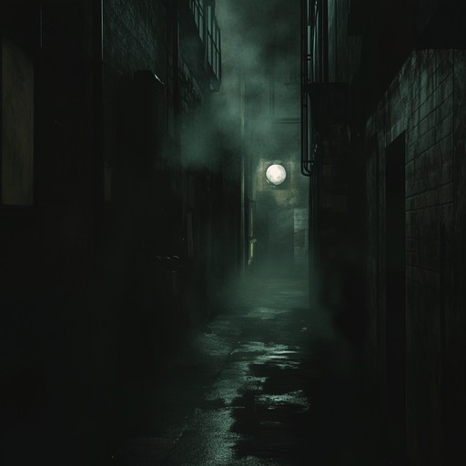 The track weaves together distant traffic, faint whispers, and unsettling synth drones to create a chilling and suspenseful landscape, portraying the eerie and enigmatic essence of the urban night