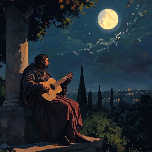 A dramatic medieval minstrel tune that vividly captures the spirit of heroic tales and passionate romances. The bold strumming on the lute and the intricate melodies depict a vivid journey of valor and love, weaving together historical authenticity with a modern dramatic flair. This piece is a tribute to the timeless art of the troubadour.