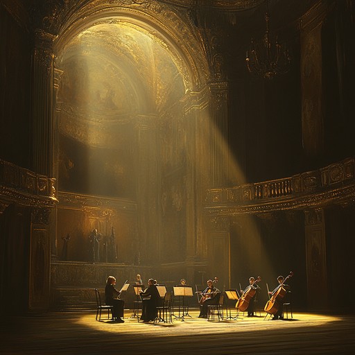 A radiant blend of orchestral strings and brass transporting listeners to an imagined renaissance era theater. The piece progresses with dynamic highs and emotional swells, ideal for dramatic climaxes and euphoric resolution, creating an evocative, jubilant atmosphere.