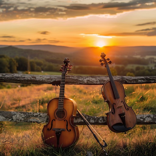 Serenely calm acoustic compositions with soft strings, echoing peaceful southern landscapes. The scene is set with the gentle strumming of an acoustic guitar, interwoven with soft violin, representing a tranquil, early morning in the countryside. It's an invitation to unwind and find solace in the serene beauty surrounding you.