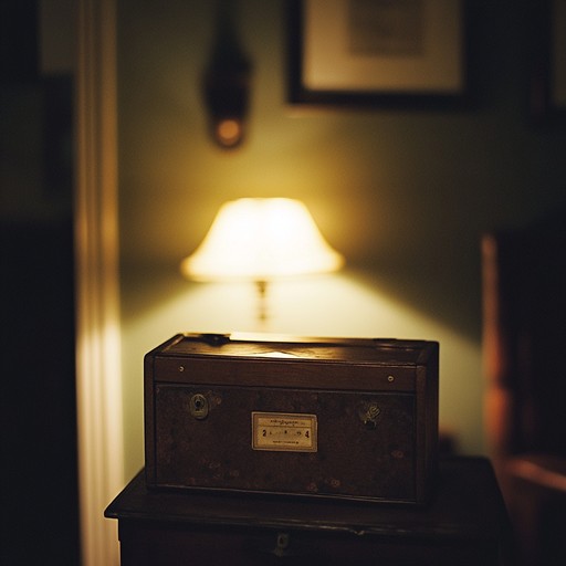 A macabre reinterpretation of lullabies played on a spectral music box, casting shadows over memories of childhood. Haunting tones fill the air, creating a mix of nostalgia and dread, as if an old melody is coming from an abandoned toy chest.