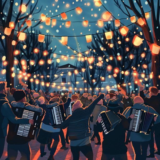 A rollicking, passionate polka with vibrant accordion rhythms, lively brass sections, and a driving percussion line that brings to life a joyful celebration full of dancing and merriment