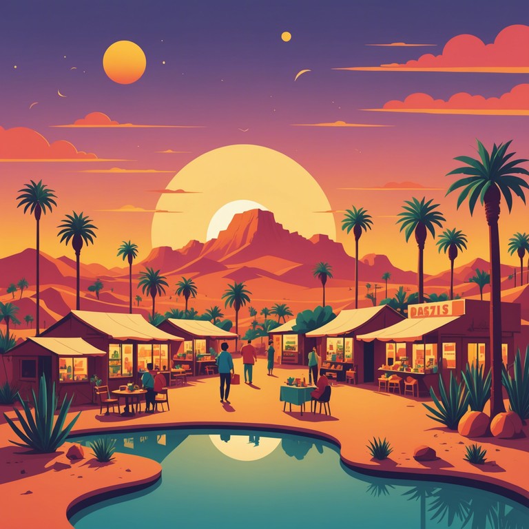 This track explores the fusion of traditional middle eastern sounds with a whimsically playful tone, creating an atmosphere that carries listeners across sand dunes and into oases of imagination. Utilizing playful scales and rhythms, the piece evokes the bustling life of an animated bazaar combined with the tranquility of the desert's expanse.